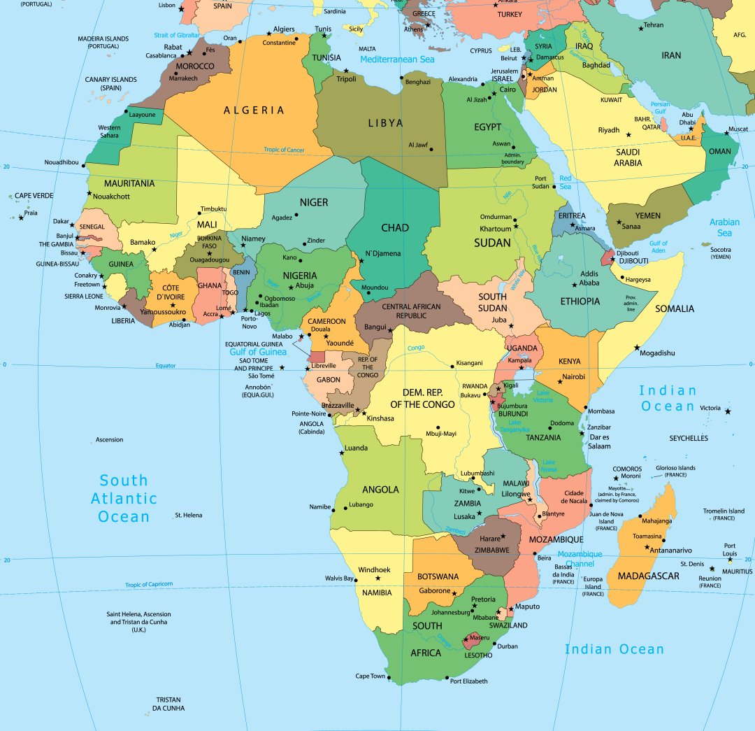 Cartina politica Africa