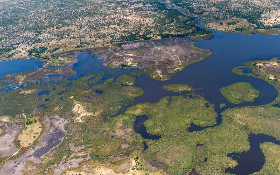 Delta dell'Okavango visto dall'alto