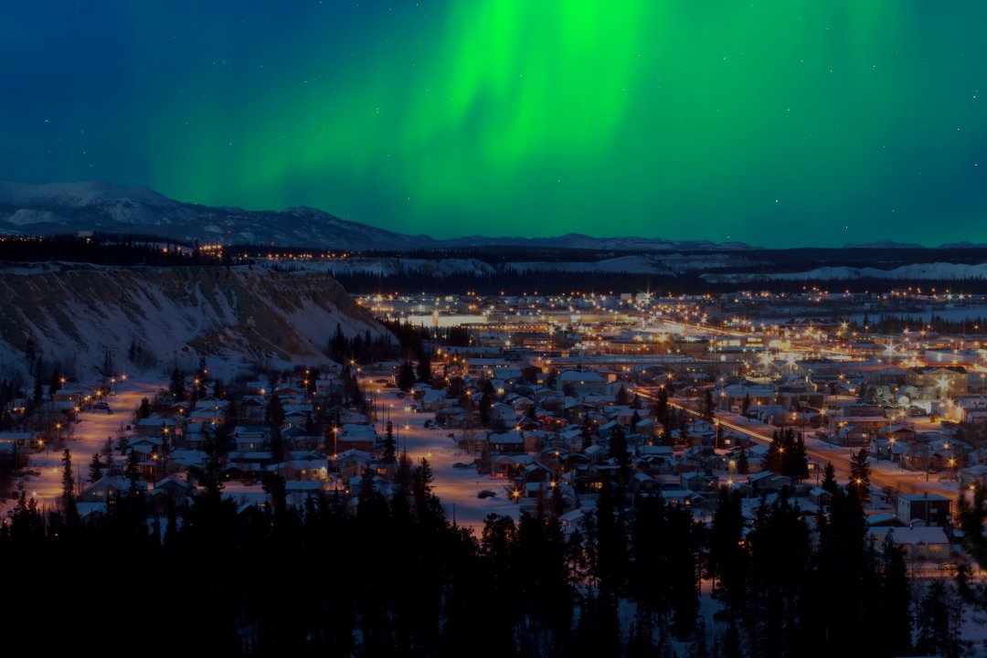 Aurora boreale nel capoluogo dello Yukon, Whitehorse