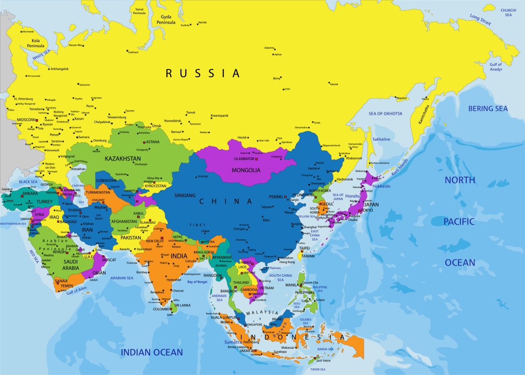 Cartina politica Asia