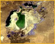 Il Lago d'Aral dal satellite il 22 Settembre 2004