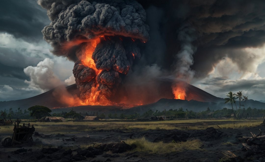 Ricostruzione dell'eruzione del vulcano Tambora del 1815