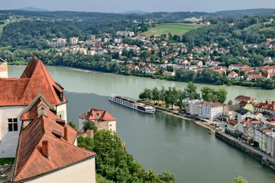 The Danube in Passau, at the confluence with the Inn