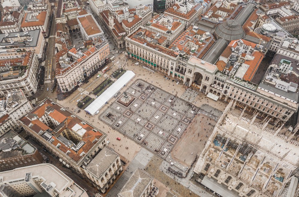 Milano, Veduta aerea di Piazza del Duomo