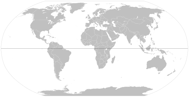 L'equatore sulla mappa mondiale