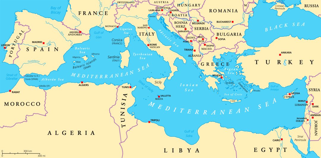 Mappa del Mar Mediterraneo