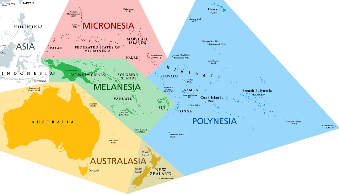 Cartina politica Oceania
