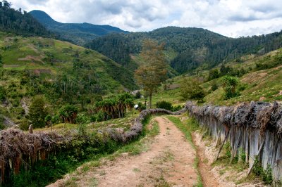 Panorama rurale montuoso in Papua Nuova Guinea